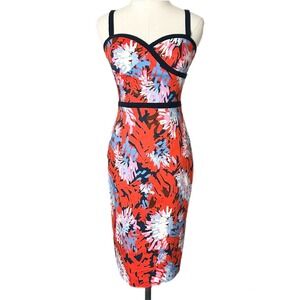 NEW Black Halo Daria Sheath Midi Dress in Red Size 2